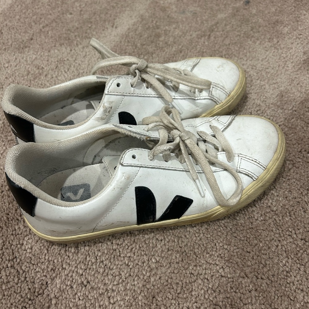 Veja White Canvas Sneaker with Black Logo